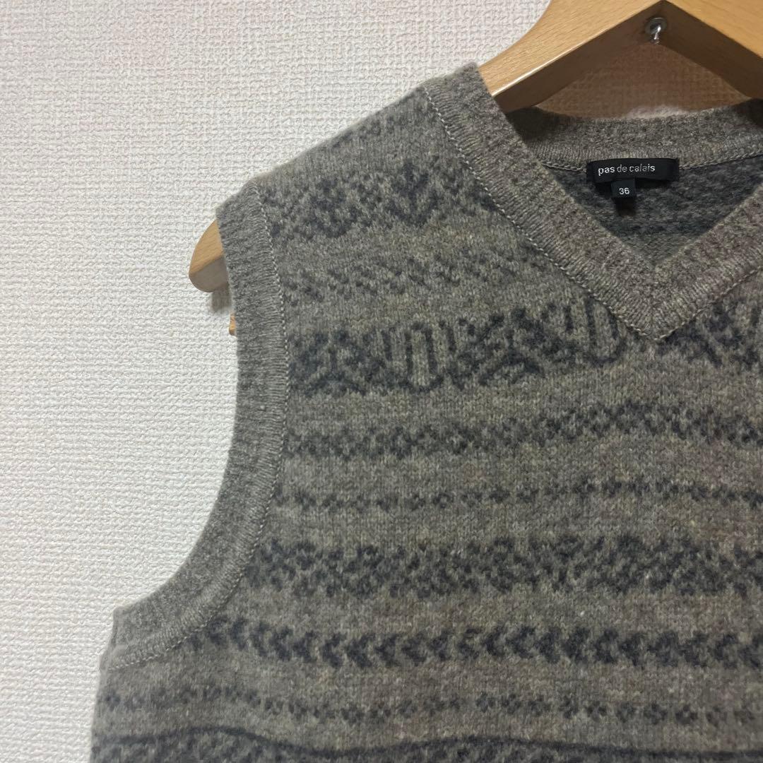 2025AW☆パドカレ pas de calais Vネックベスト ジレ ニット