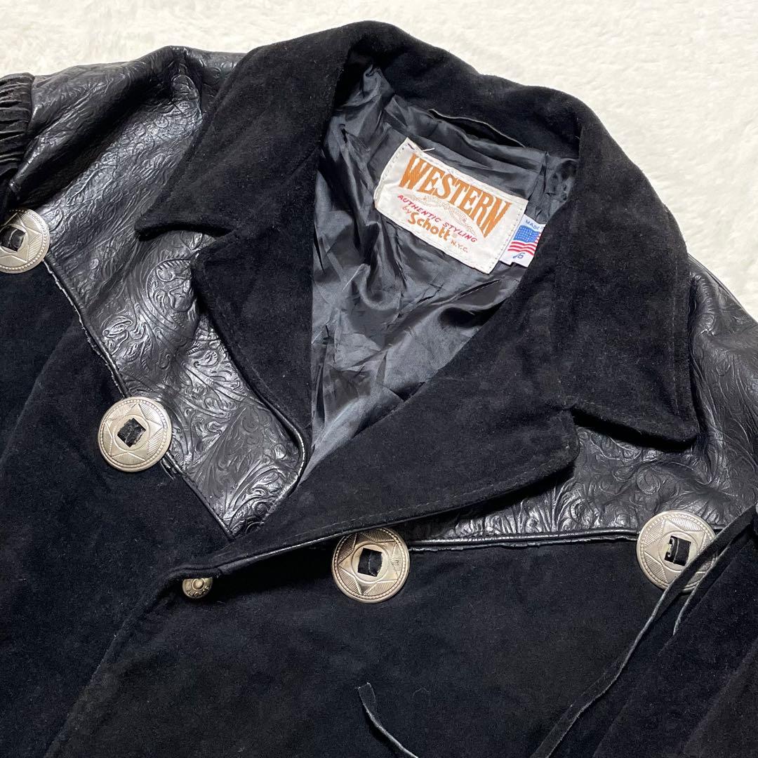 超希少46サイズ schott レザージャケット ウエスタン フリンジ