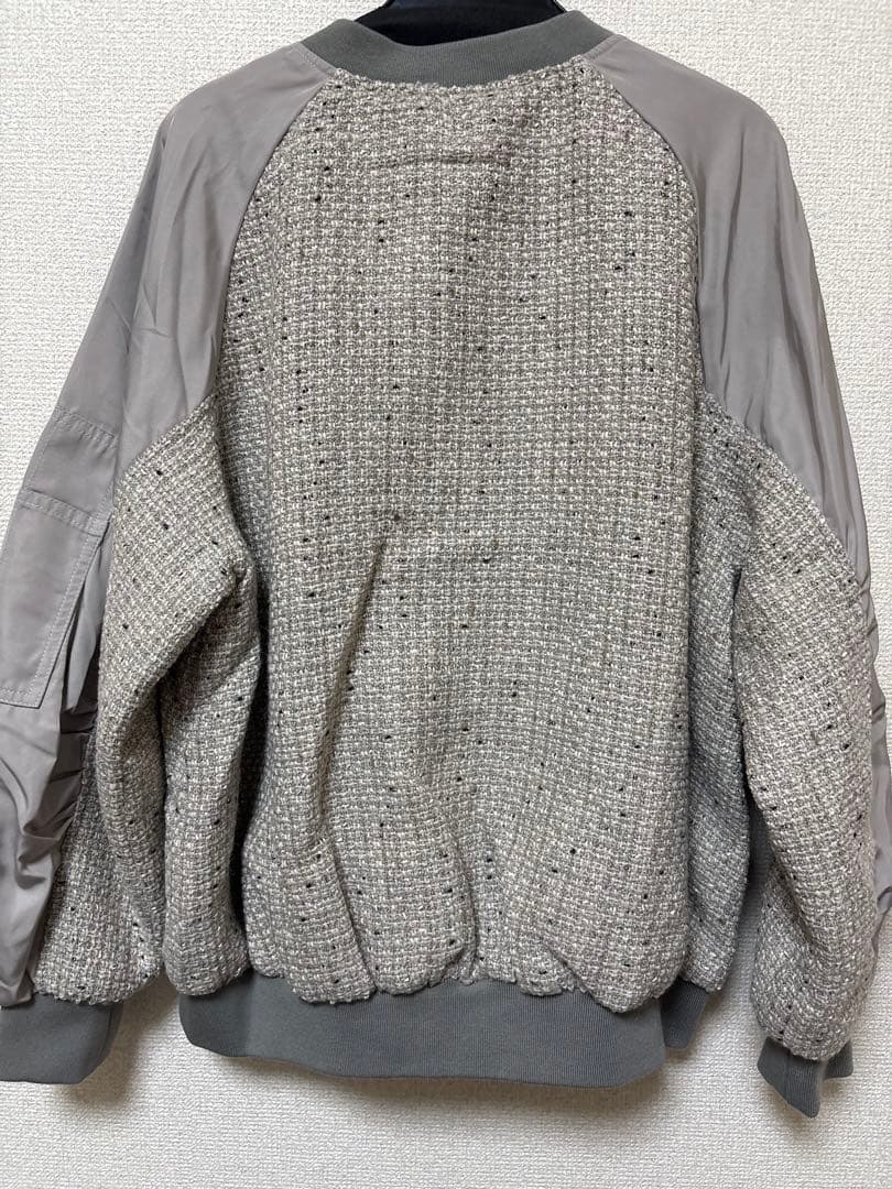 新品　今季　レルビエ　DouDou MA1スリーブツイードブルゾン　グレー