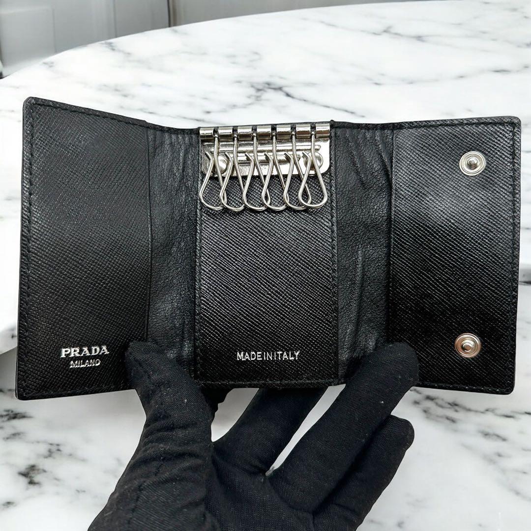 【美品完備】PRADA ブラック テスートナイロン 三つ折り財布 三角ロゴ