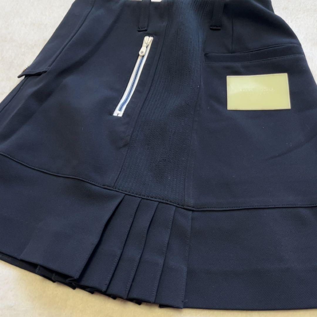 美品　近年　マークアンドロナ　ストレッチ　スカート　プリーツ　ネイビー　シルバー