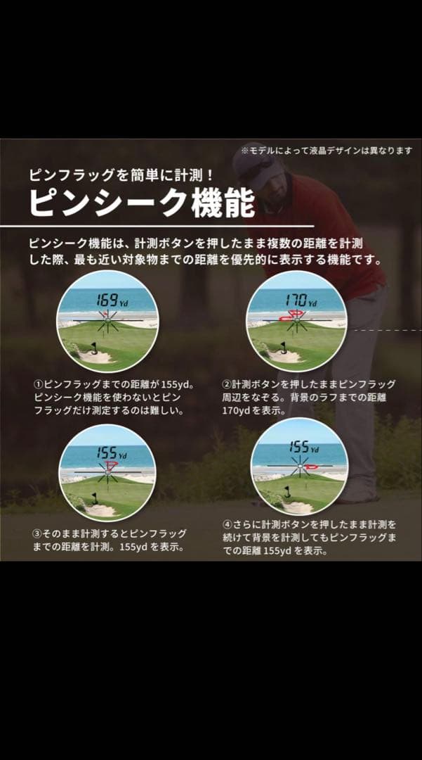 新品　PINPOINT TRIANGLE ゴルフ用距離計　アキュラシー　モノクロ