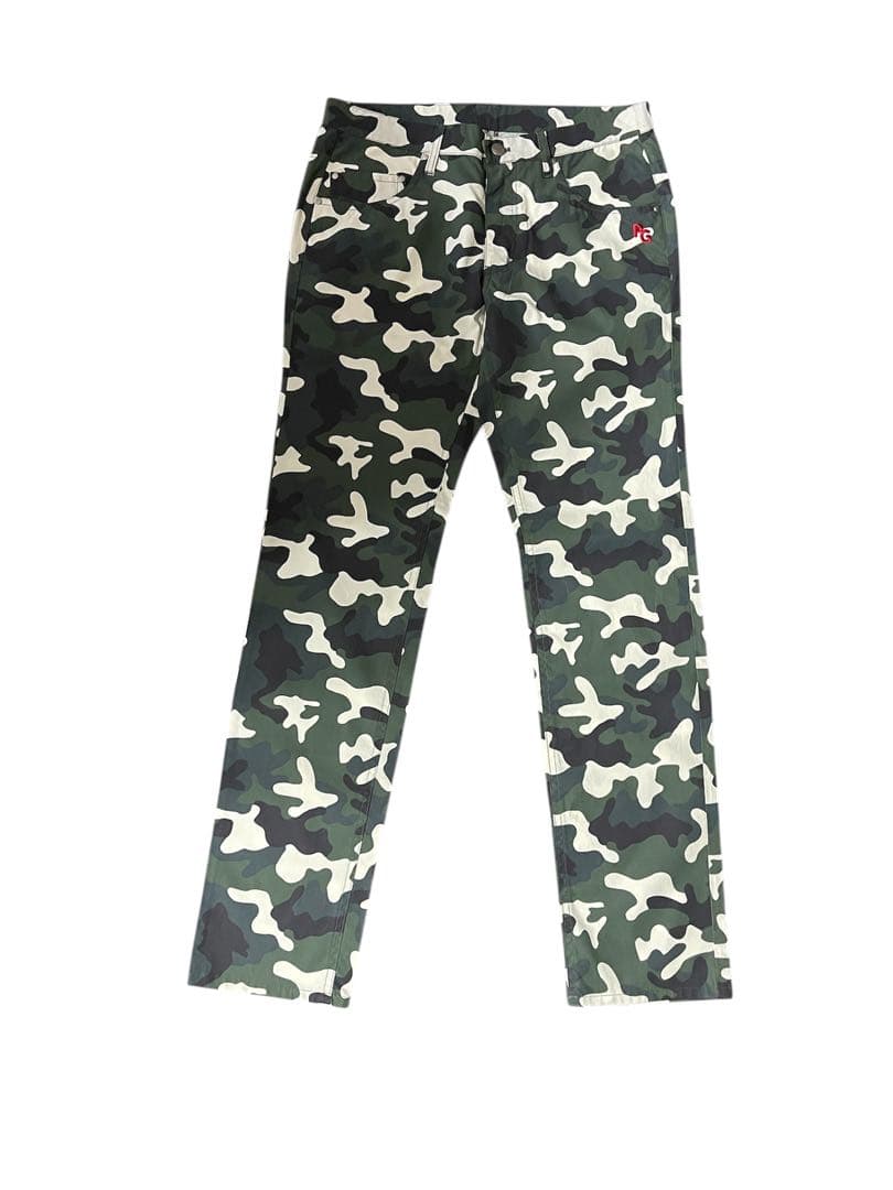 極美品　パーリーゲイツ　パンツ　迷彩　カモ柄　M〜L相当　アーミー　4 白　黒