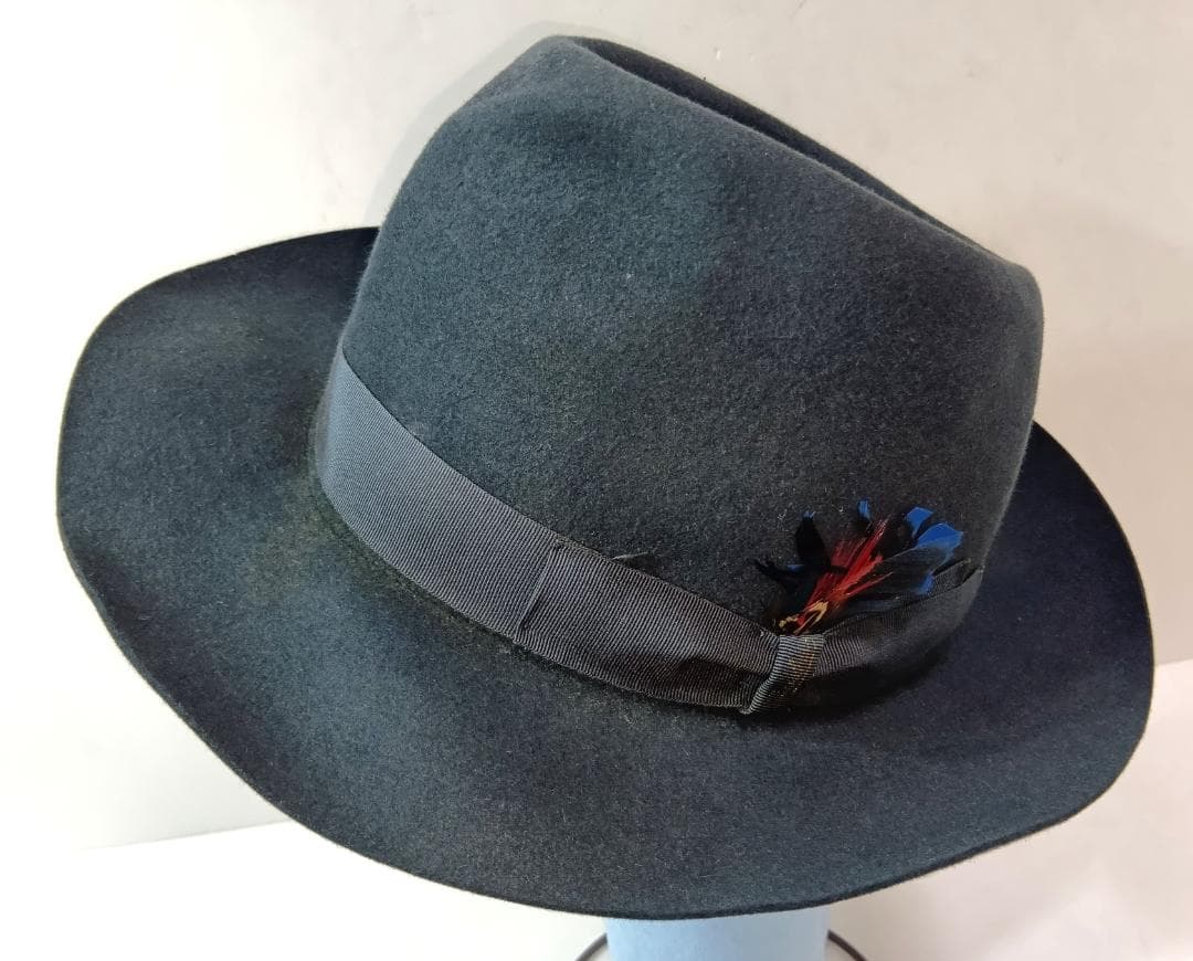 ボルサリーノ アレッサンドリア 60 訳あり ラビットファー イタリア製 灰