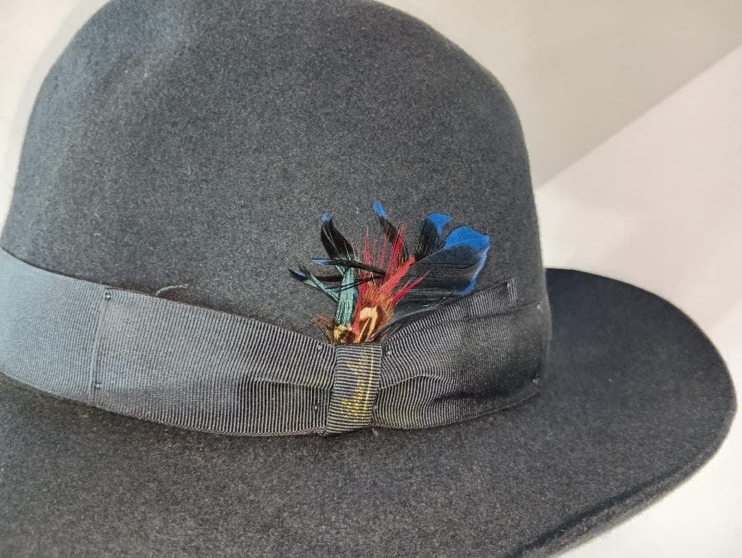 ボルサリーノ アレッサンドリア 60 訳あり ラビットファー イタリア製 灰