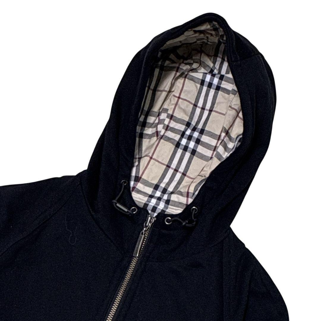 極美品✨バーバリーロンドン パーカー ノヴァチェック ロゴ ジップアップ 黒 2