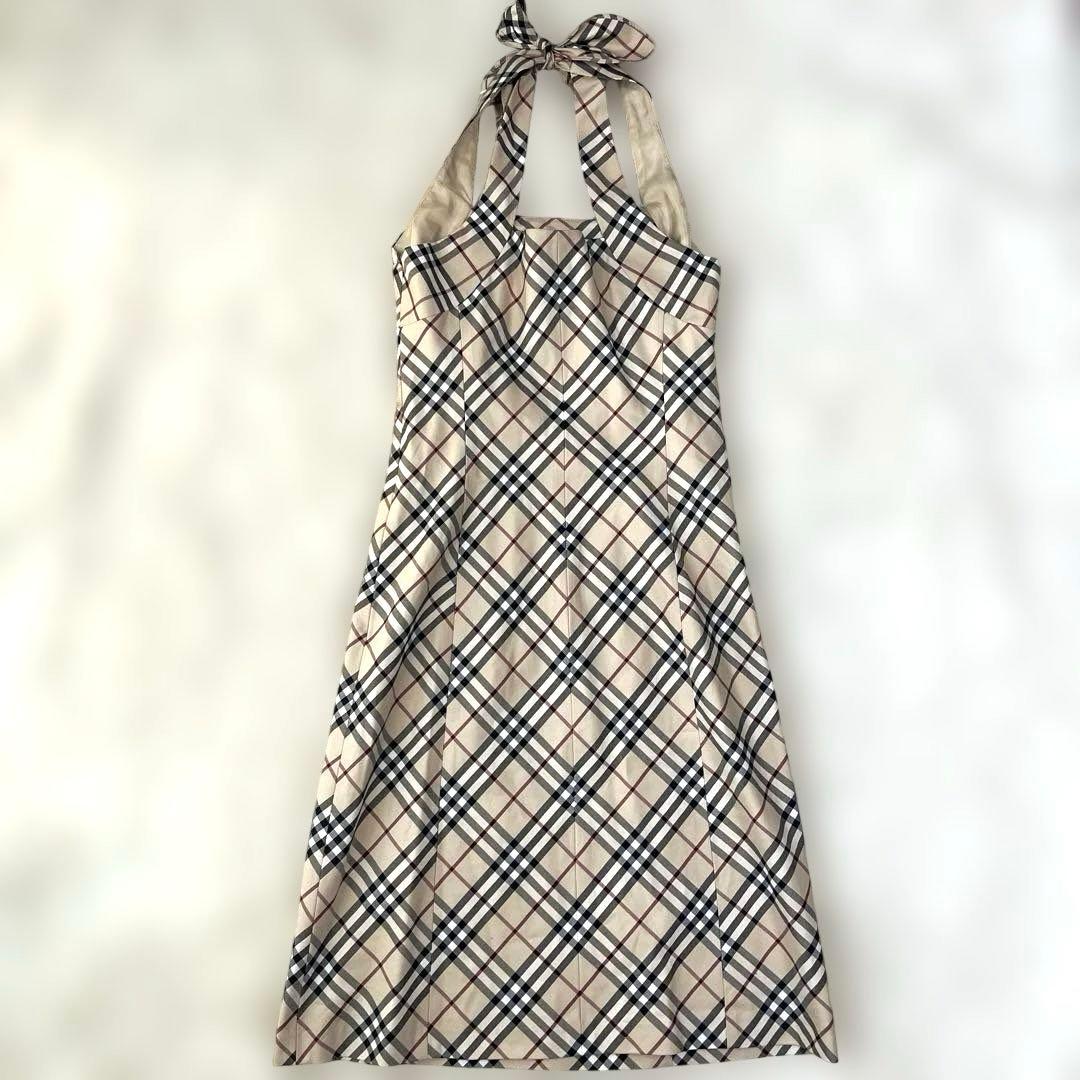 バーバリーブルーレーベル ホルターネックワンピース 36 ノバチェック