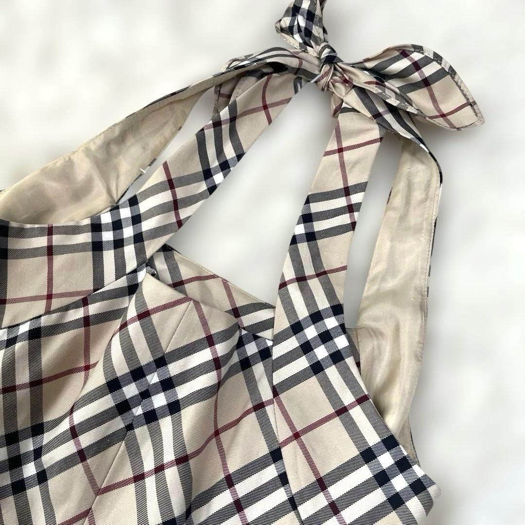 バーバリーブルーレーベル ホルターネックワンピース 36 ノバチェック