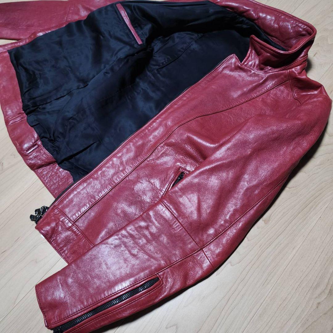 5351 リアルレザー ライダースジャケット 2 羊革 ダブル 赤 羽織