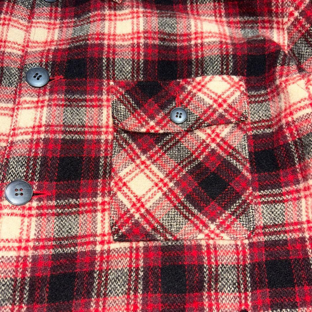 Woolrich ウールリッチ ワークチェックジャケット 赤黒 裏ブラウン