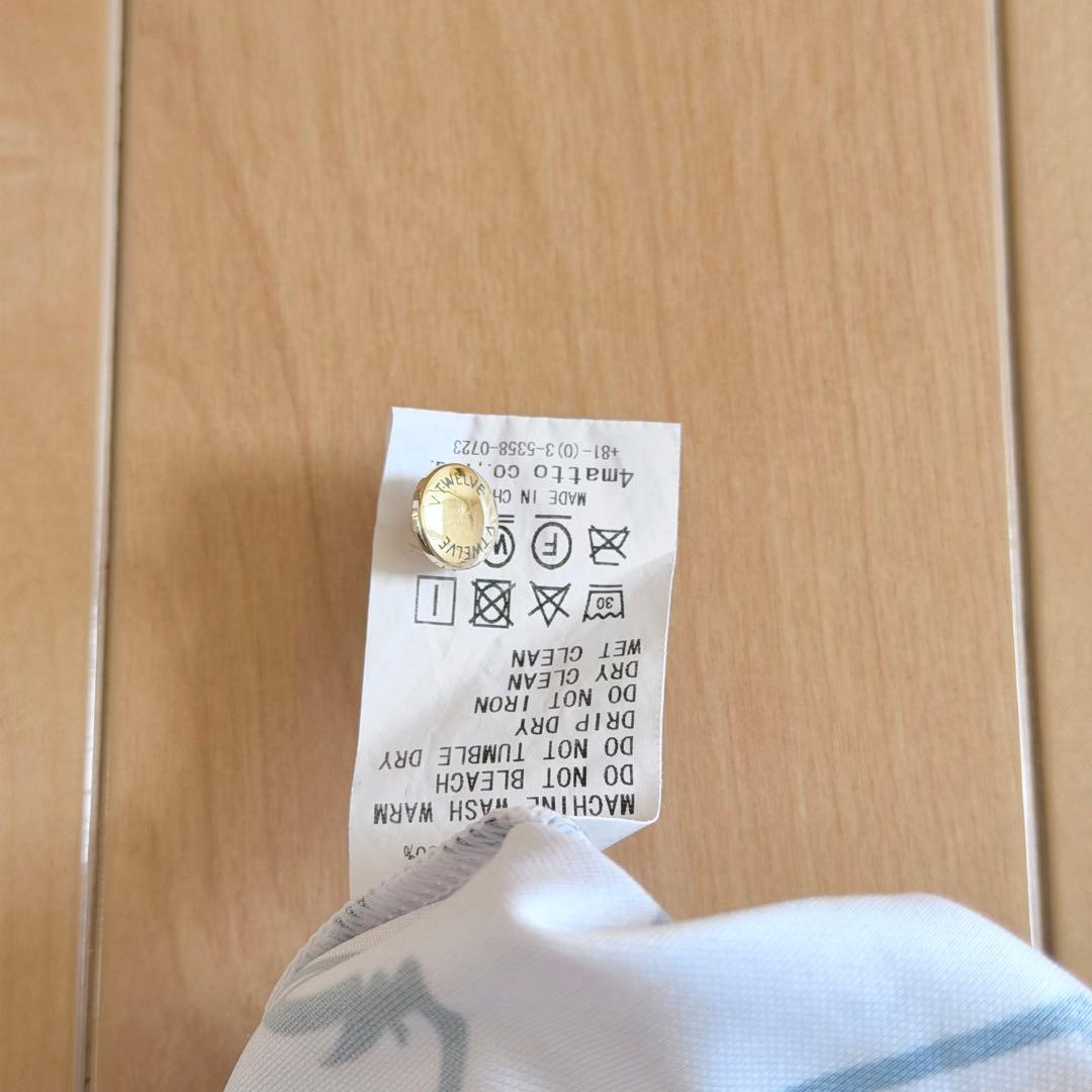 【美品】V12 ゴルフ レディース 半袖 ポロシャツ 0 白黒 総柄