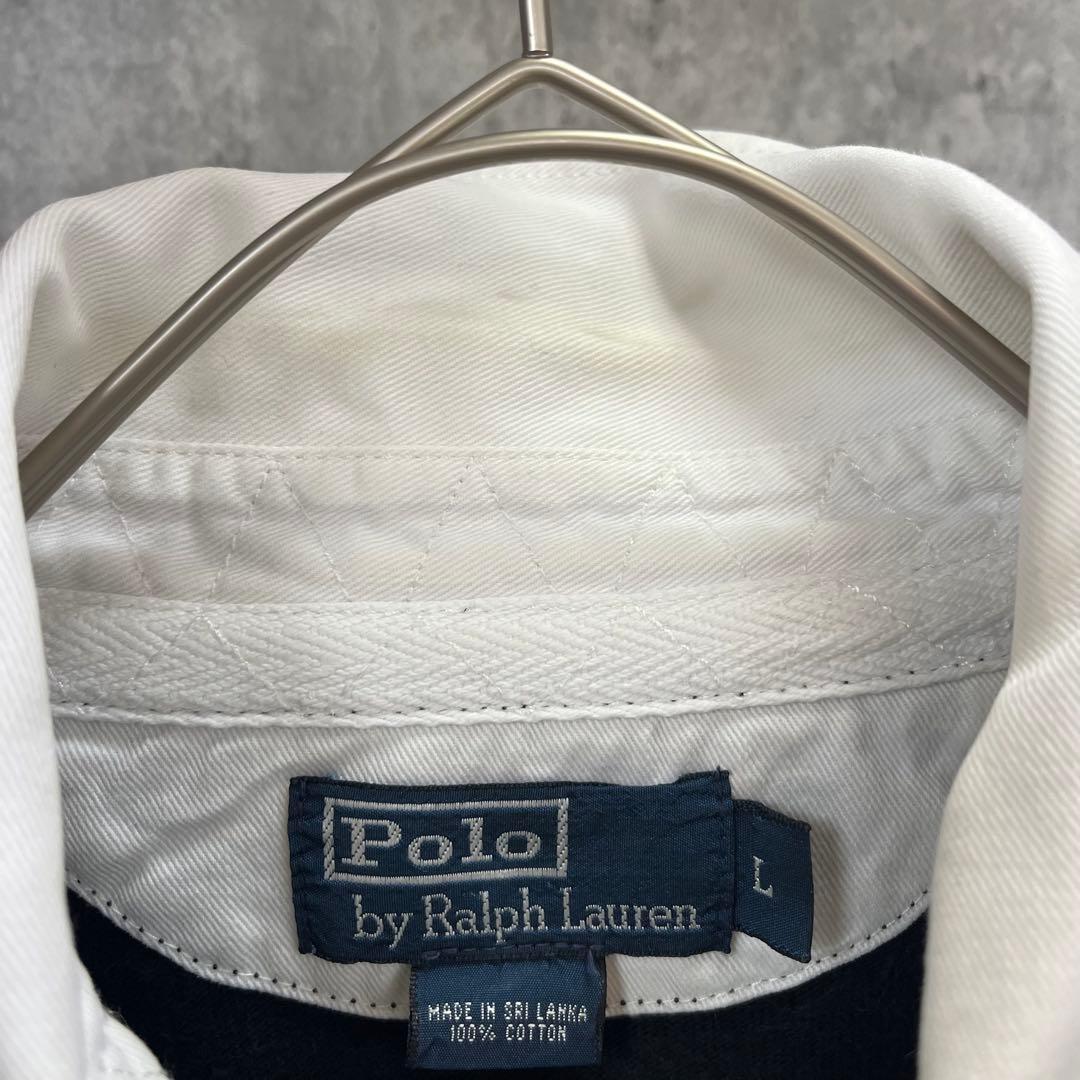 【Lサイズ】ポロ ラルフローレン 長袖 ラガーシャツ ボーダー 古着 メンズ