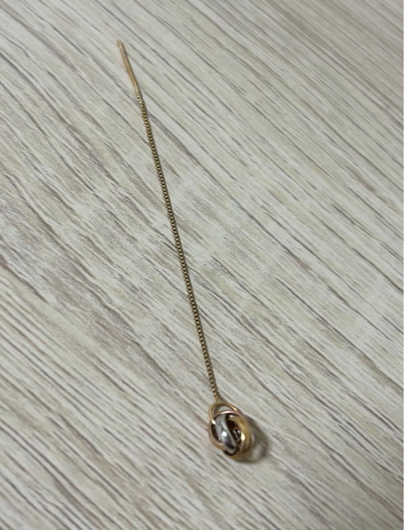 k18 K14 トリニティカラーゴールドアメリカンピアス 片耳YG PG WG