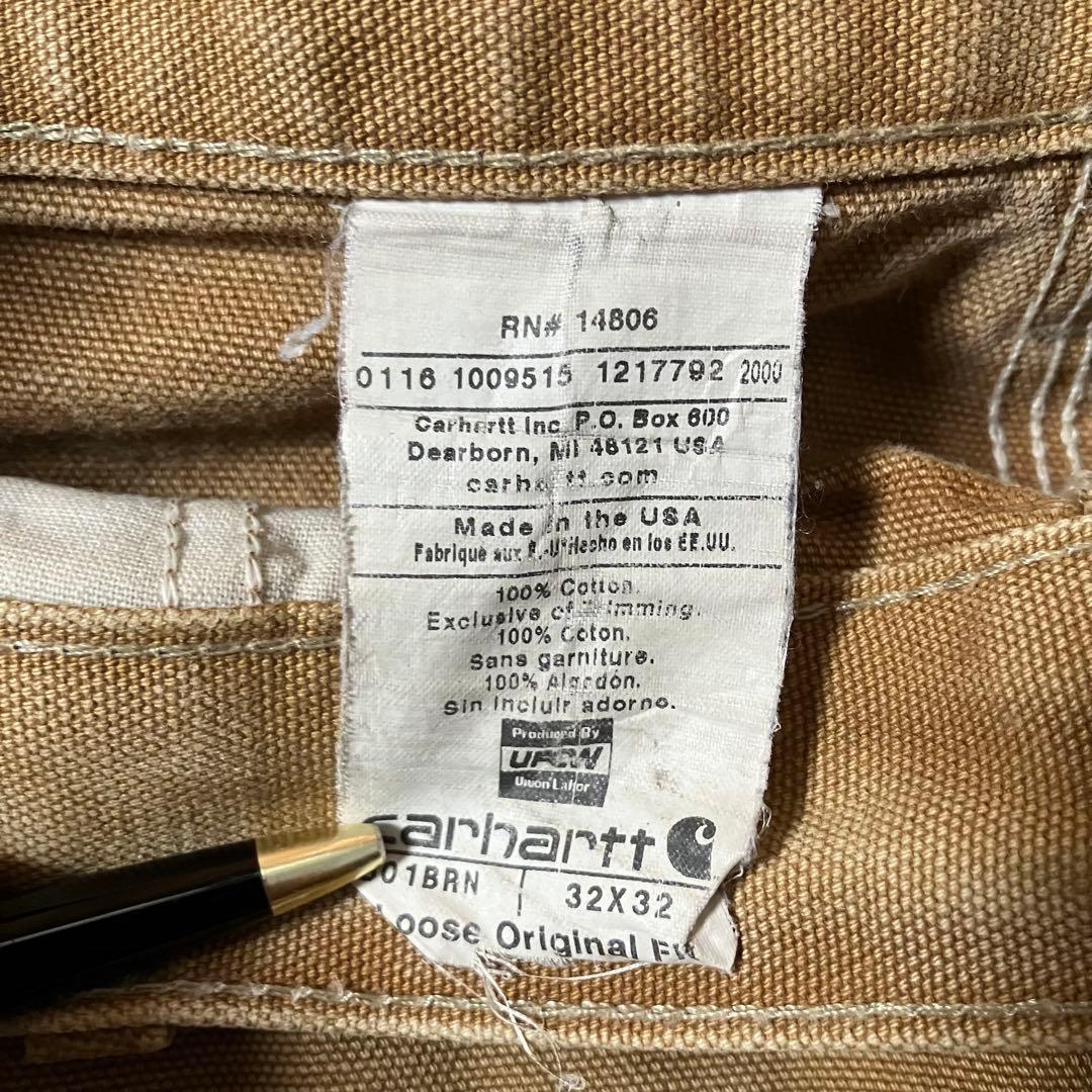 90sCarharttカーハートUSA製ダック地ダブルニーワークパンツベージュ
