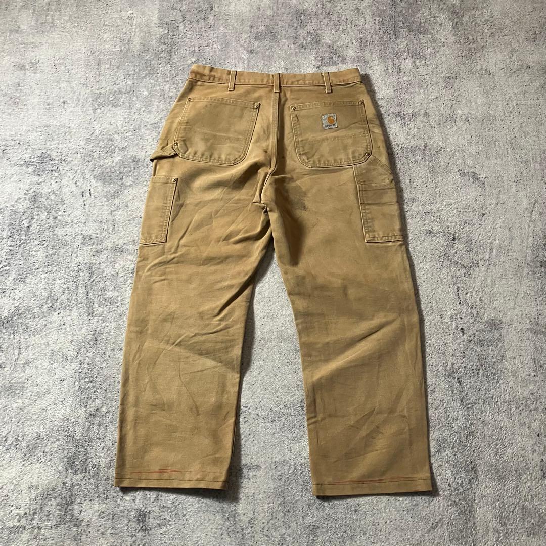 90sCarharttカーハートUSA製ダック地ダブルニーワークパンツベージュ