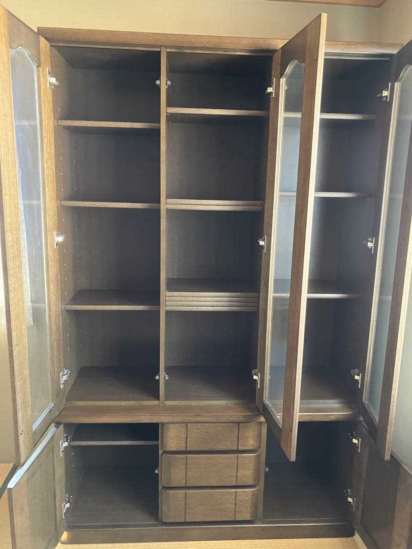 大容量　本棚 キャビネット 食器棚　木製 ガラス扉 大型 収納棚 幅127cm