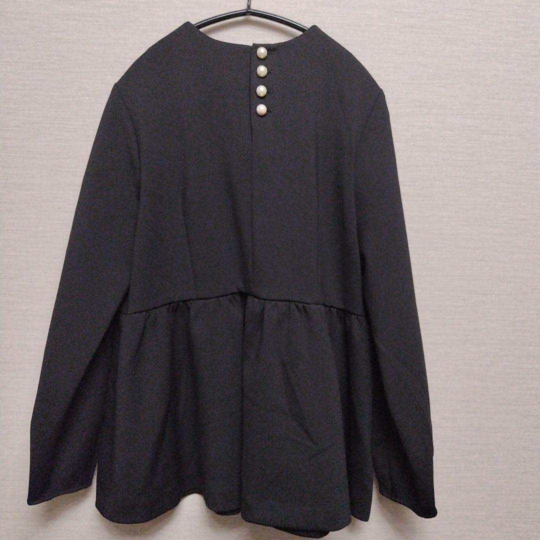 ユナイテッドアローズ SPONGY バックパールペプラムブラウス ブラック 38