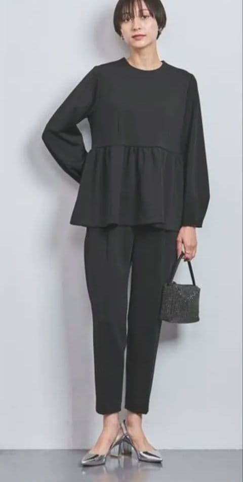 ユナイテッドアローズ SPONGY バックパールペプラムブラウス ブラック 38