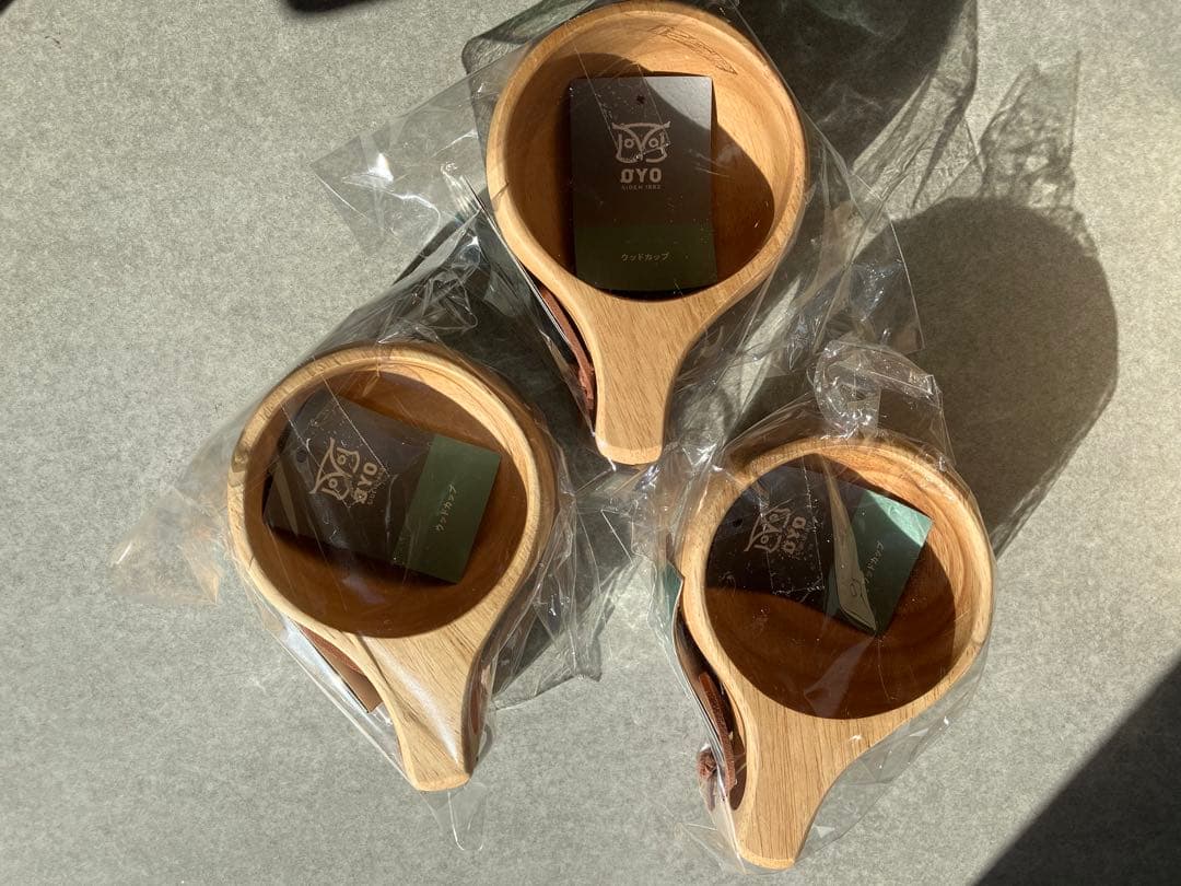 【新品】OYO 木製ウッドカップ ククサ 200ml 3個セット
