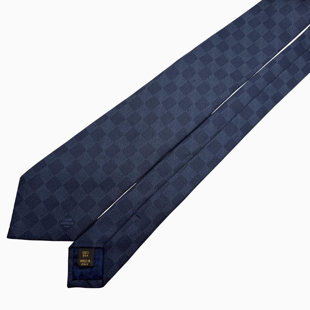 LOUIS VUITTON シルクネクタイ ダミエ柄 ネイビー