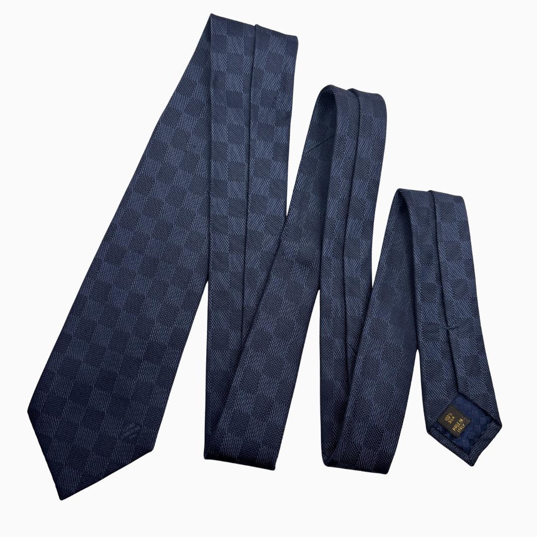 LOUIS VUITTON シルクネクタイ ダミエ柄 ネイビー