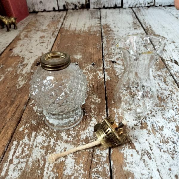 ヴィンテージ スタッズ ガラス オイルランプ 硝子 照明 キャンプ アウトドア