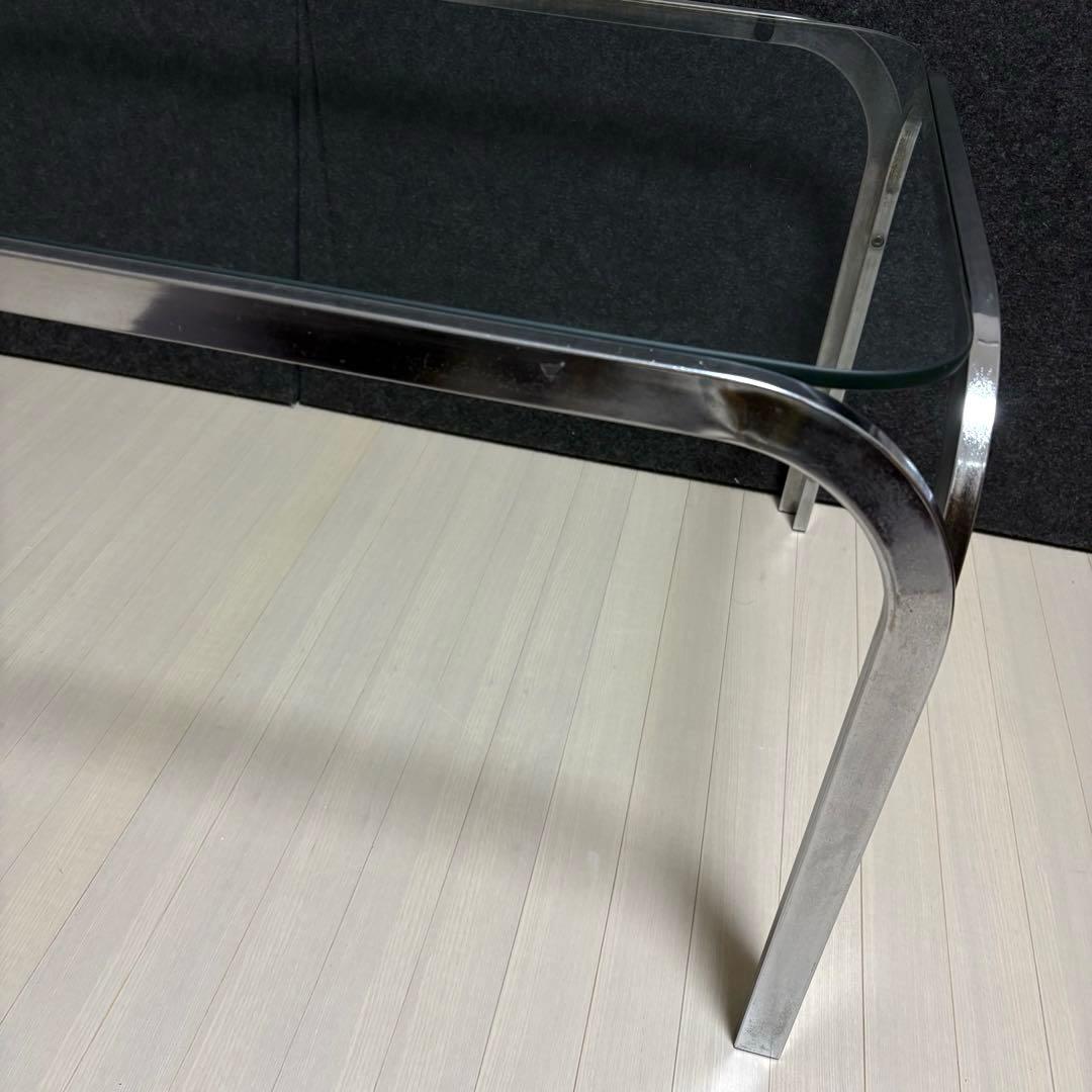 ミッドセンチュリー ガラステーブル　センターテーブル　アイアンフレーム