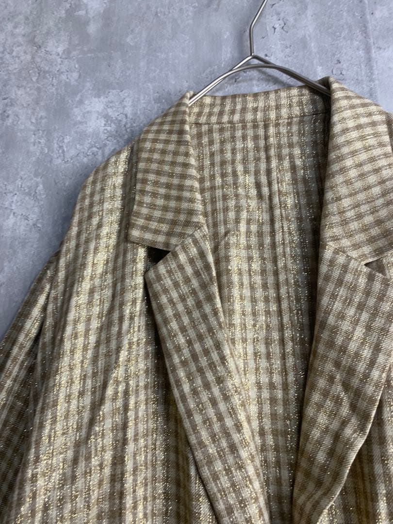 ♪ OUT OF FRAMe 薄手　ラメジャケット　ベージュ系　チェック　長袖