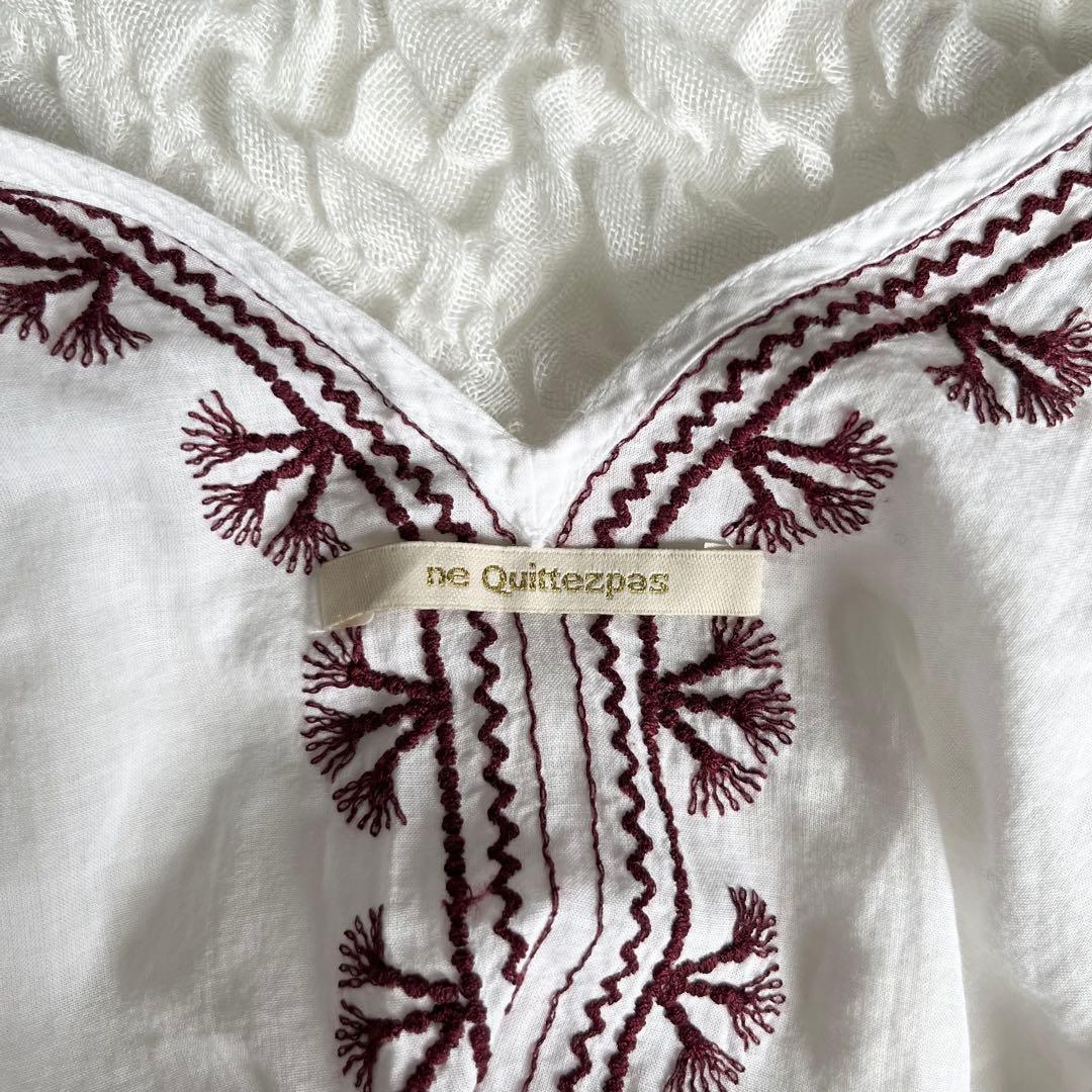 ヌキテパ　コットンボイル刺繍バックリボンワンピース　インド綿100%