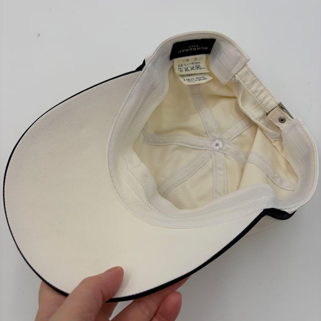 【BURBERRY GOLF】帽子 ロゴ刺繍 高級感 アイボリー ゴルフウェア