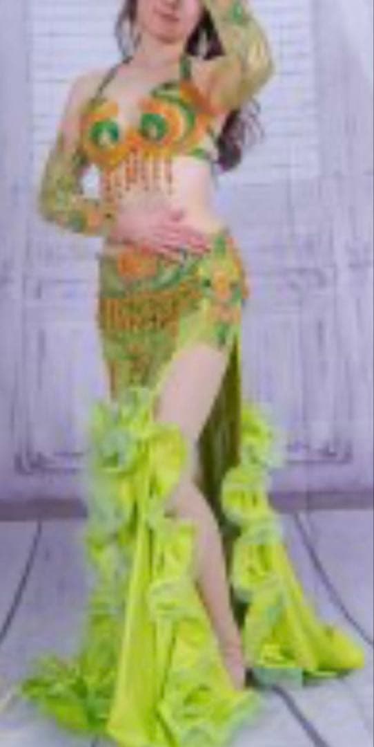 Rawya 【新品】ベリーダンス コスチュームセット 緑オレンジ