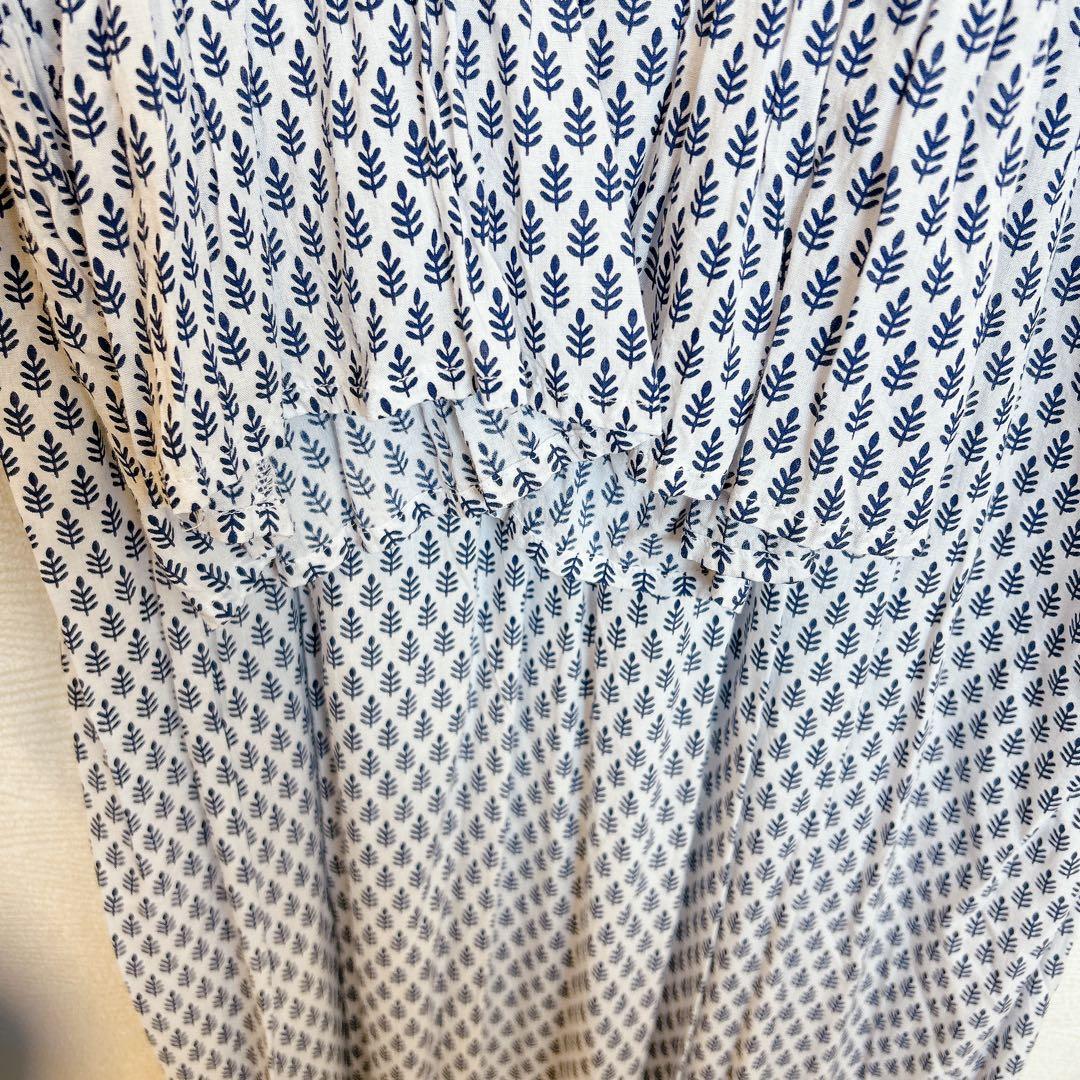 CANBE LAUT BLUE リトルリーフタッセルマキシワンピース　ゆったり