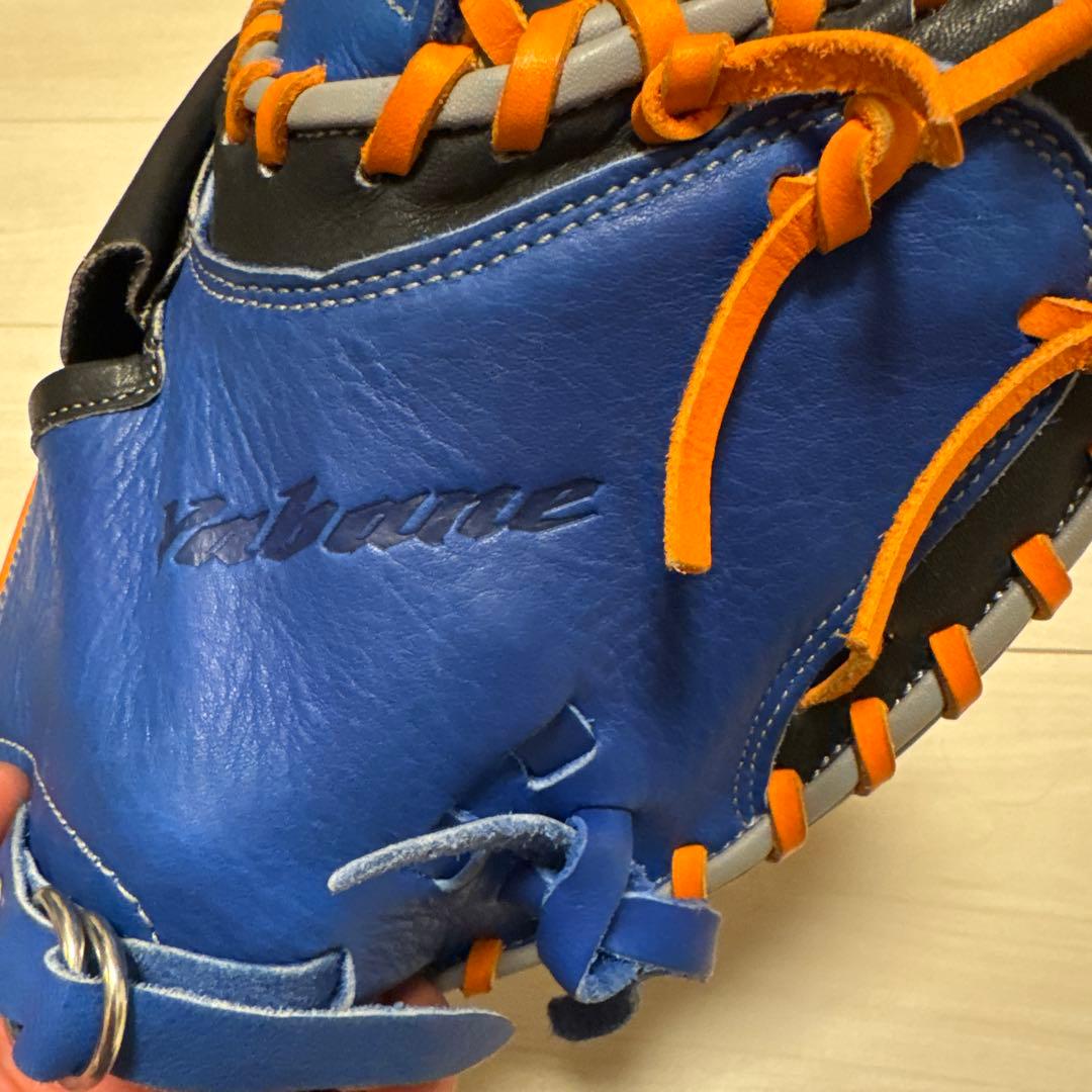 ヤバネ キャッチャーミット軟式 捕手用 使用3ヶ月 良型 即戦力ブルー×オレンジ