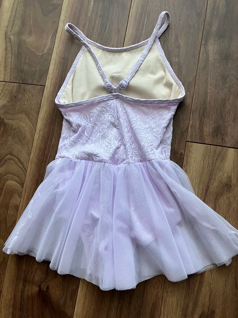 極美品　チャコット　レオタード　130 紫　パープル　リボン　花　スカート