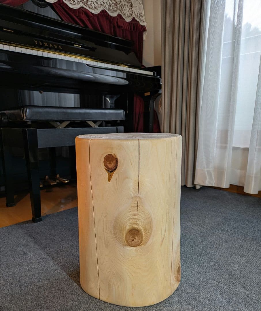 天然ヒバ　丸太　椅子　スツール　テーブル　高さ約40.5㎝