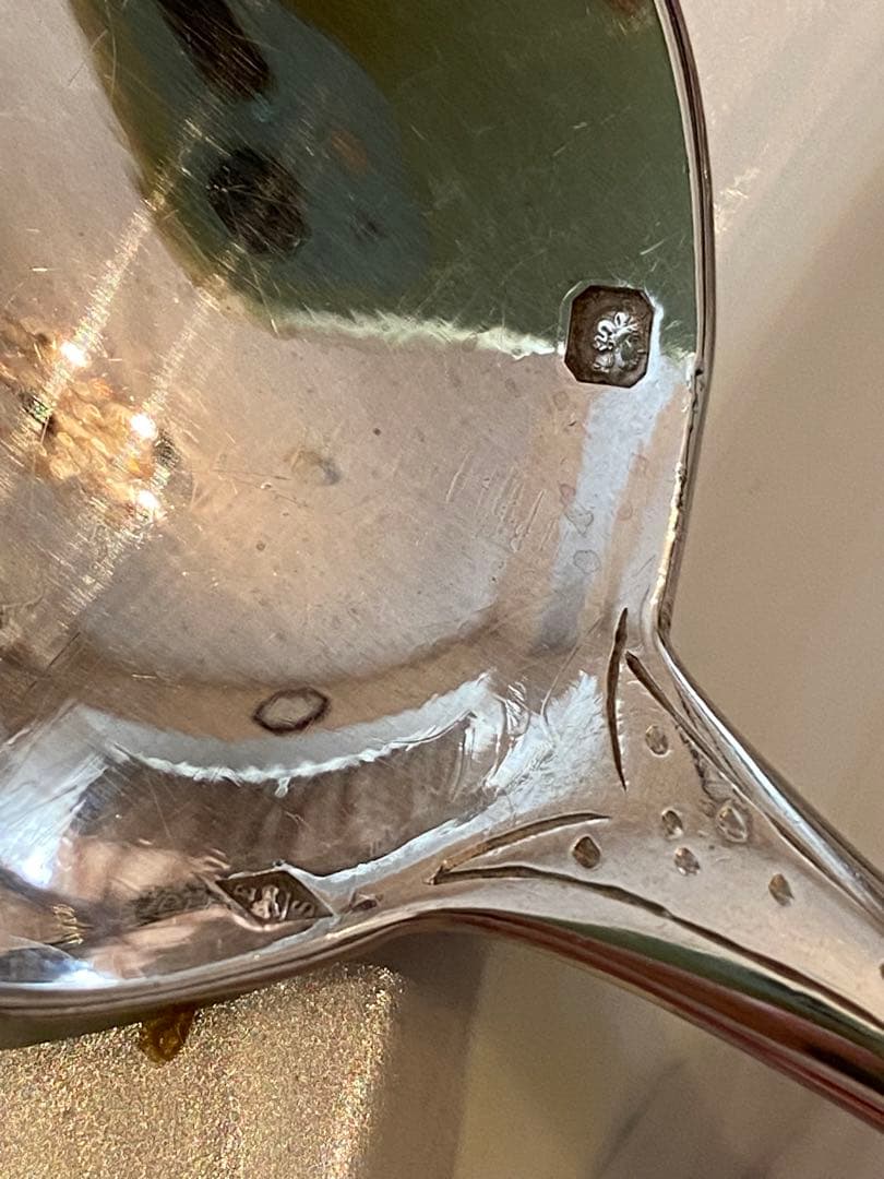 フランス／純銀／デザートフォーク＆デザートスプーン「ドット」