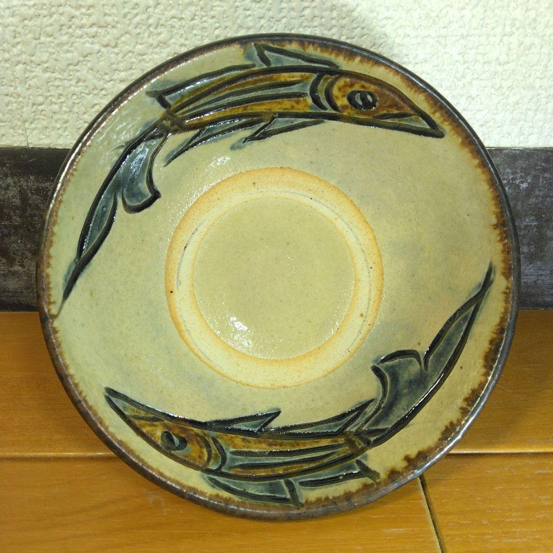 人間国宝 金城次郎 マカイ(魚紋茶碗) 栞 共箱(本人書付) 壷屋焼 やちむん