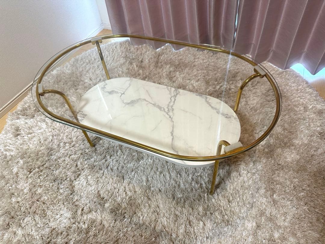 francfranc レガートコーヒーテーブル ゴールド×マーブル S