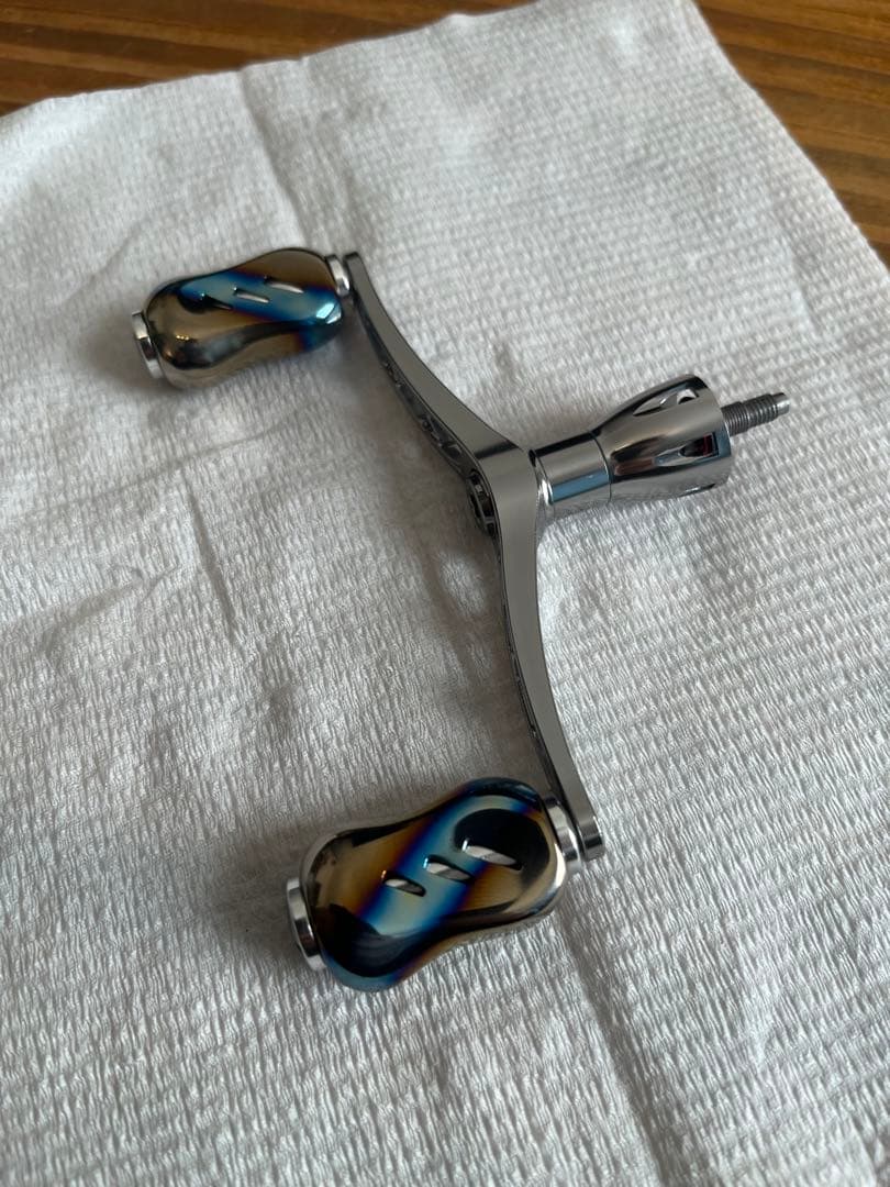 GOMEXUS 超々ジュラルミン製チタンノブ付きダブルハンドル98mm シマノ用