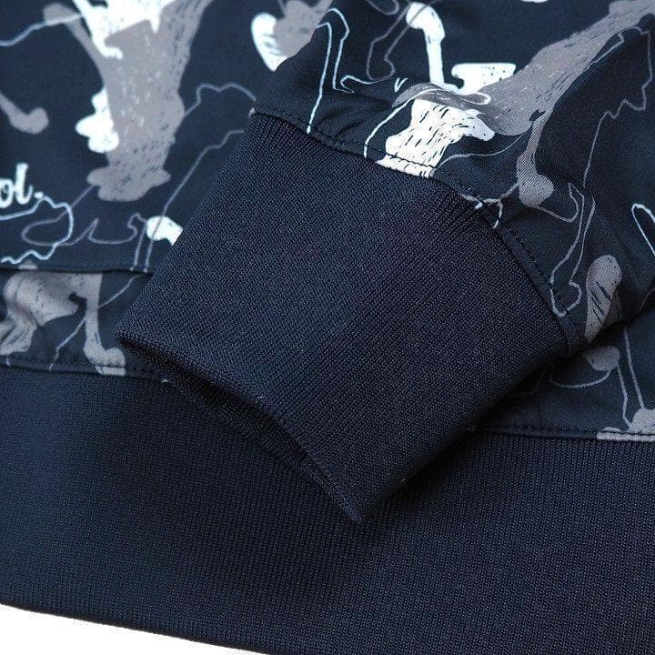 新品 ピン ゴルフ 総柄プリントフルジップ フーディー パーカー ネイビー L