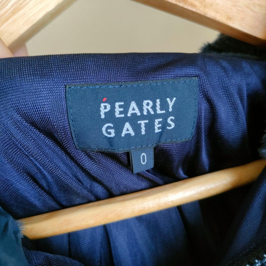 美品 パーリーゲイツ 総柄 ロゴ パーカー フーディ ネイビー o