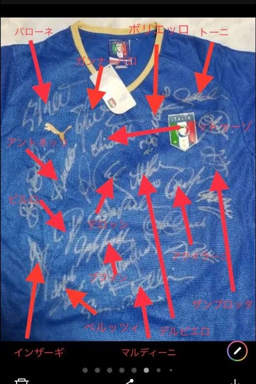 デルピエロ　ブッフォン　マルディーニ　カンナバーロ　他　直筆サイン　イタリア代表