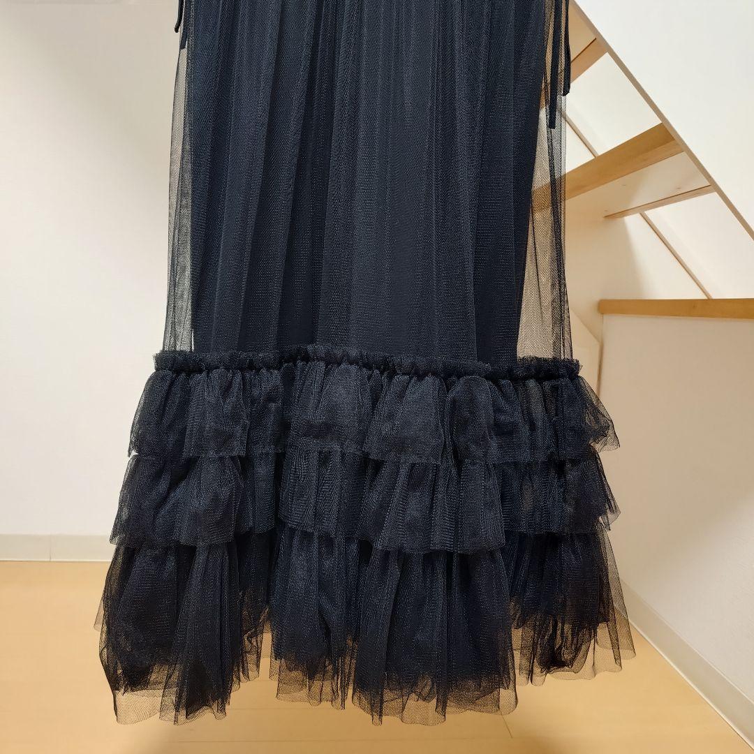 36 グレースコンチネンタル チュールティアードワンピース ドレス ブラック