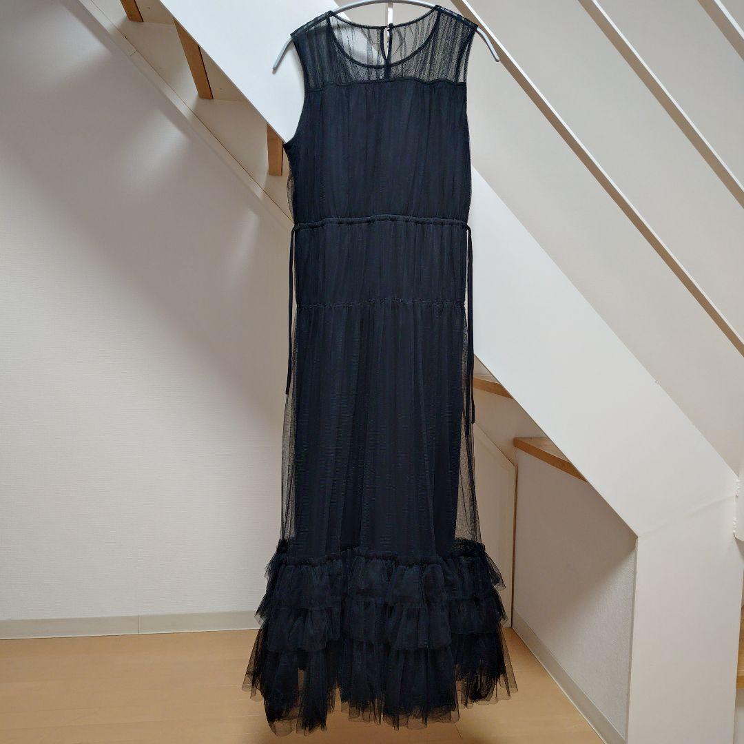 36 グレースコンチネンタル チュールティアードワンピース ドレス ブラック