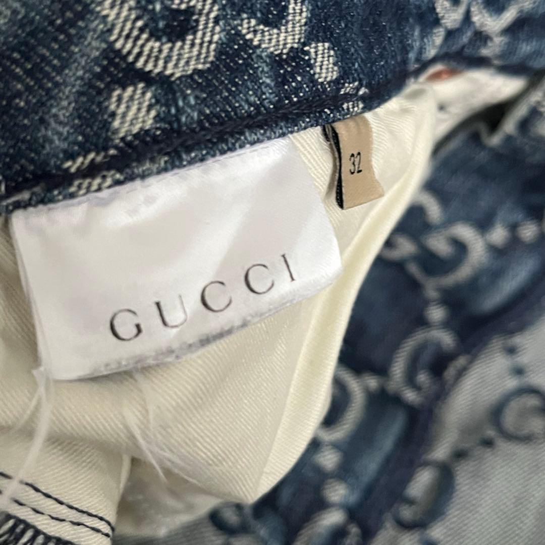 【美品✨】GUCCI グッチ　デニムパンツ　GG総柄　インディゴ　32 メンズ