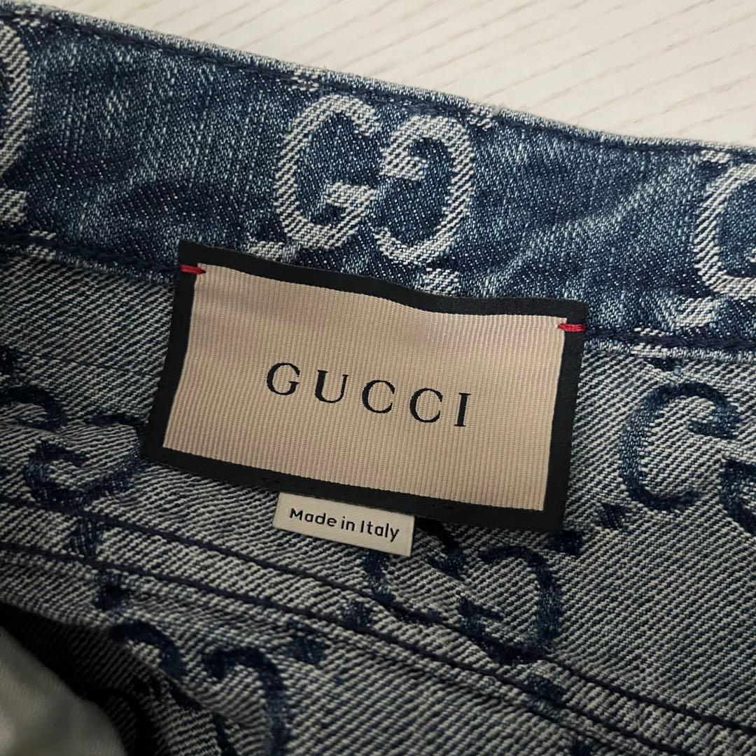 【美品✨】GUCCI グッチ　デニムパンツ　GG総柄　インディゴ　32 メンズ
