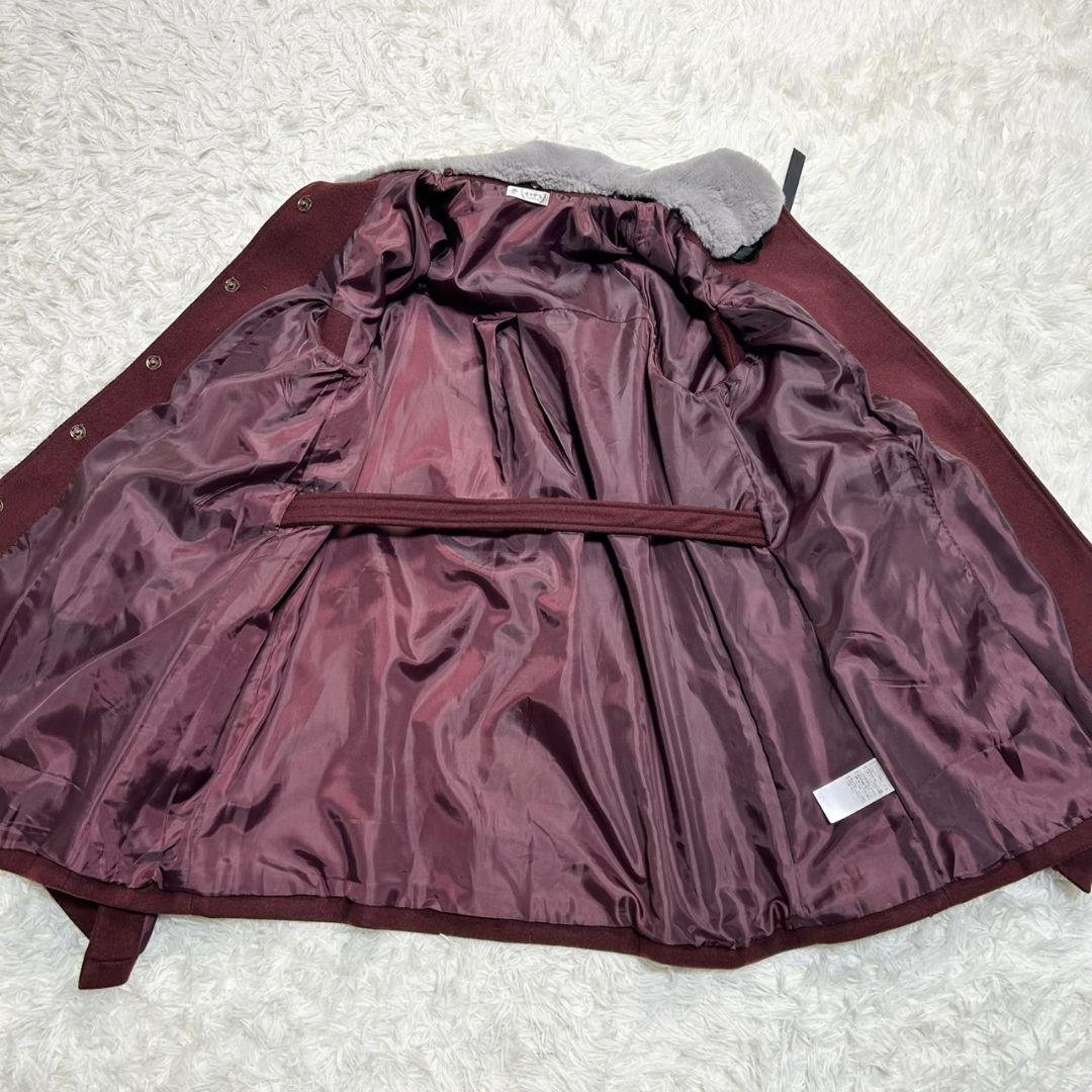 【美品】アクシーズファム クラシックケープコート ポンチョ ワインレッド M