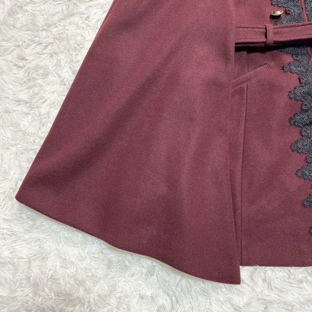 【美品】アクシーズファム クラシックケープコート ポンチョ ワインレッド M