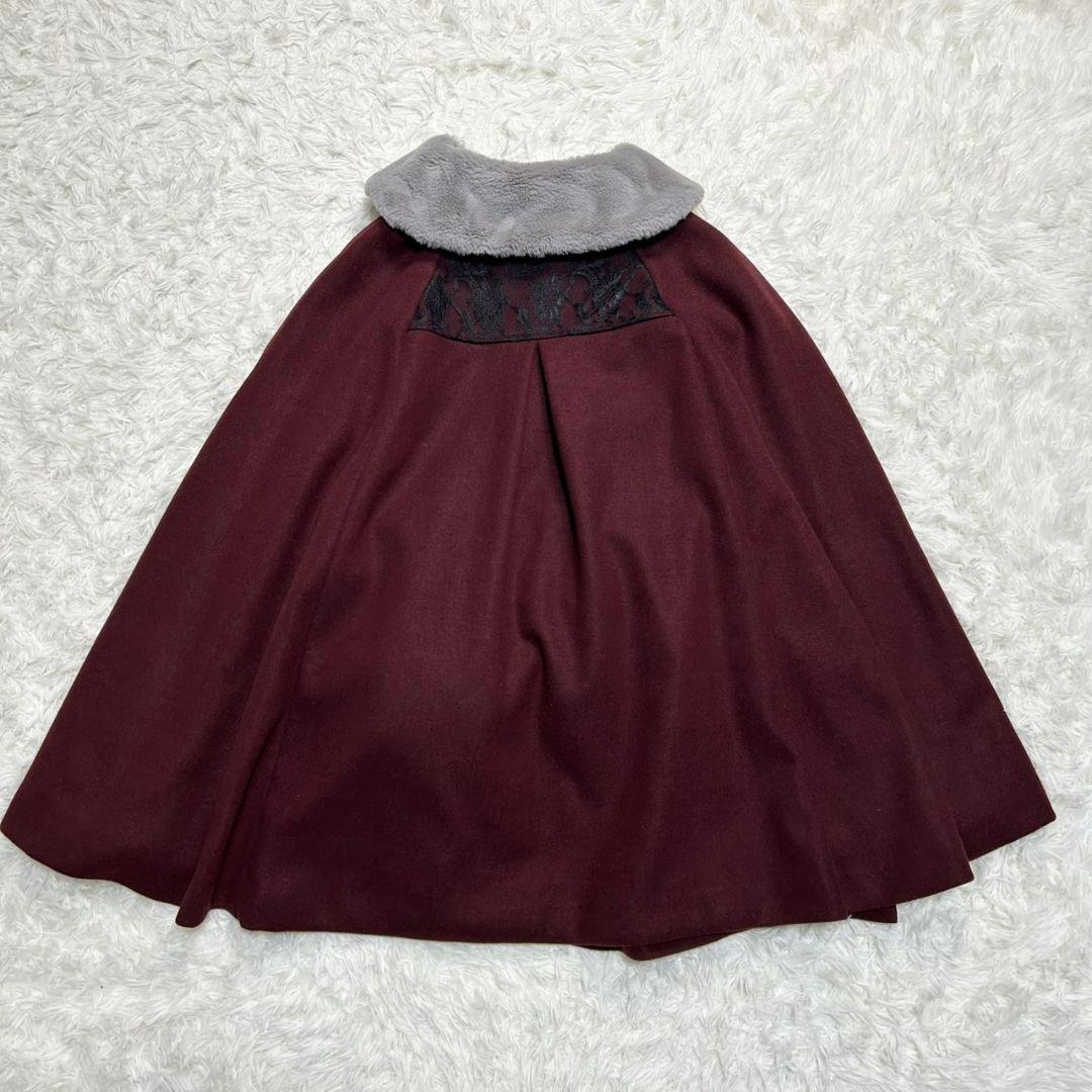 【美品】アクシーズファム クラシックケープコート ポンチョ ワインレッド M