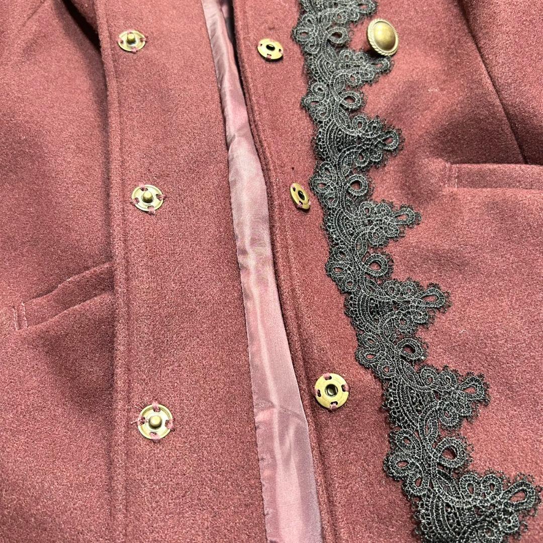 【美品】アクシーズファム クラシックケープコート ポンチョ ワインレッド M